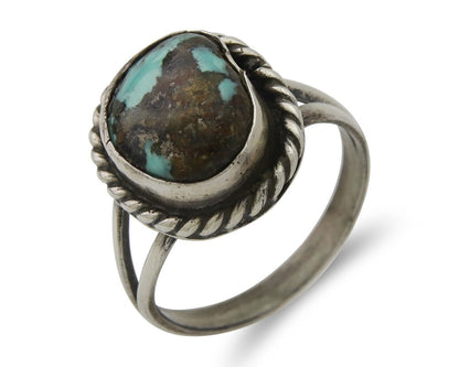Navajo Handmade Ring 925 Silver Natural Turquoise Native Artist C.80's