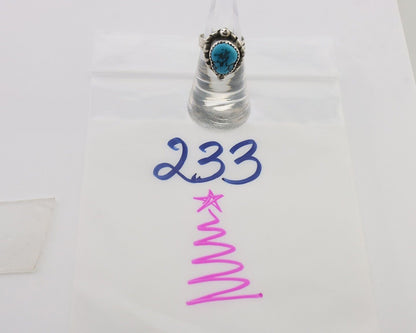 Navajo Ring 925 Silver Sleeping Beauty Turquoise Artist Signed SC C.80's