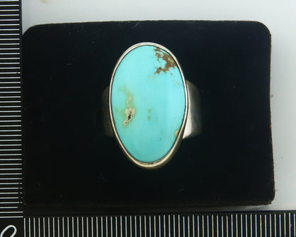Navajo Ring 925 Sterling Turquoise Handmade Signed M Montoya C.80's Size 8.0