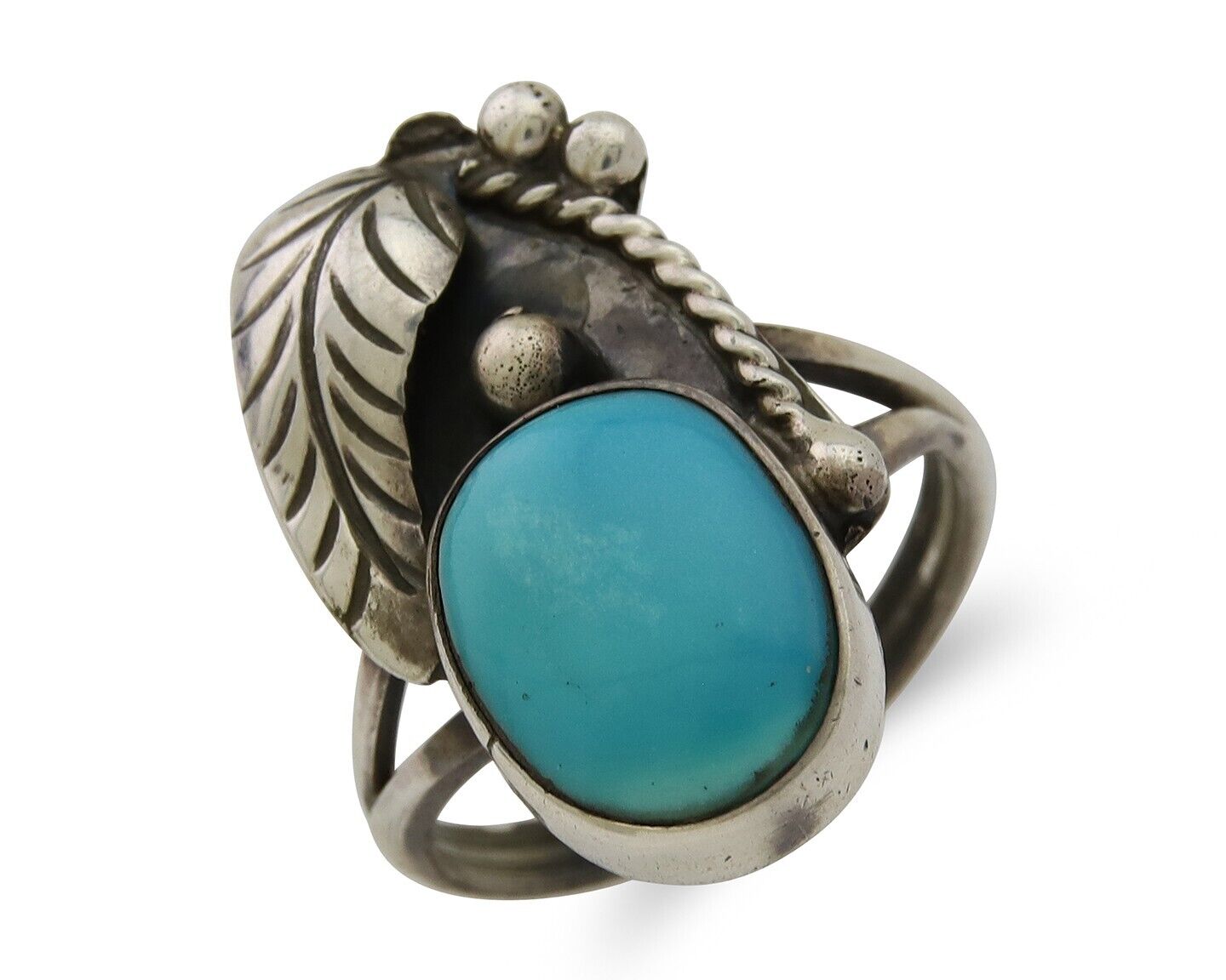Navajo Handmade Ring 925 Silver Turquoise Signed LS C.80's