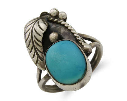 Navajo Handmade Ring 925 Silver Turquoise Signed LS C.80's