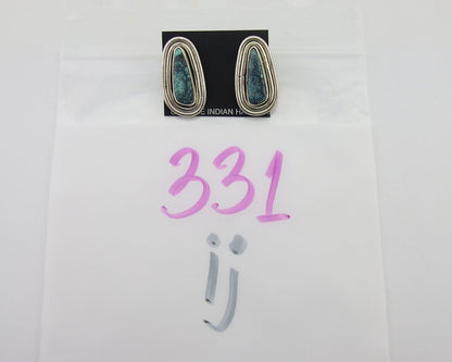 Navajo Dangle Earrings 925 Silver Natural Turquoise Signed Tom Willeto C.80's