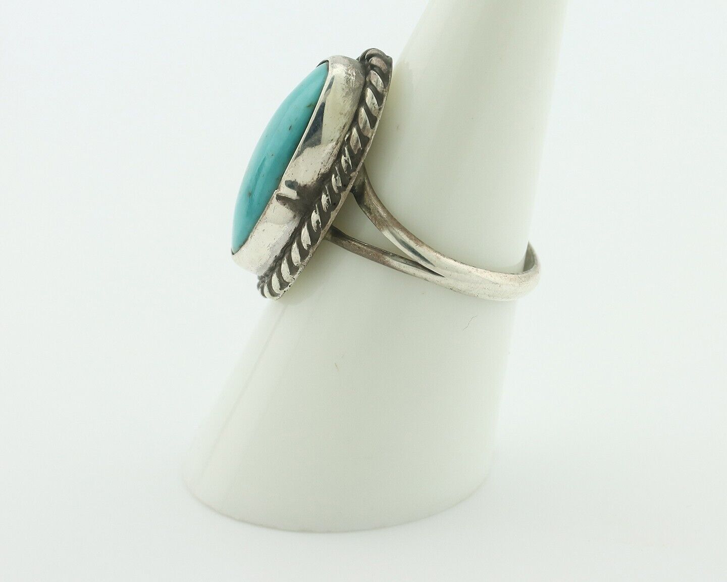 Navajo Ring 925 Silver Natural Blue Turquoise Signed M Montoya C.80's
