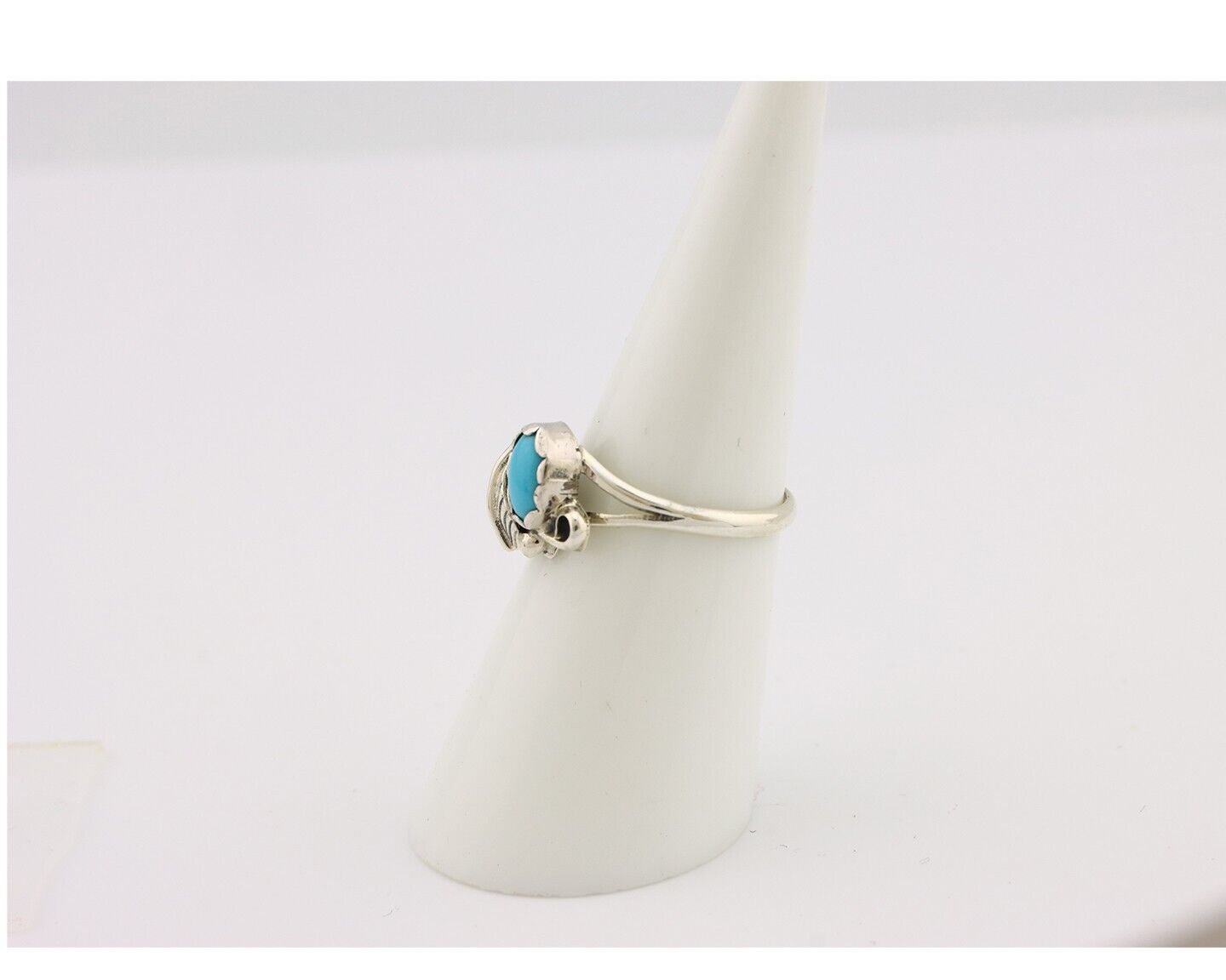Navajo Ring .925 Silver Sleeping Beauty Turquoise Native American Artist C.80's