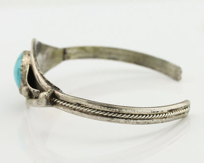 Navajo Bracelet 925 Silver Kingman Turquoise Native American Artist C.80's