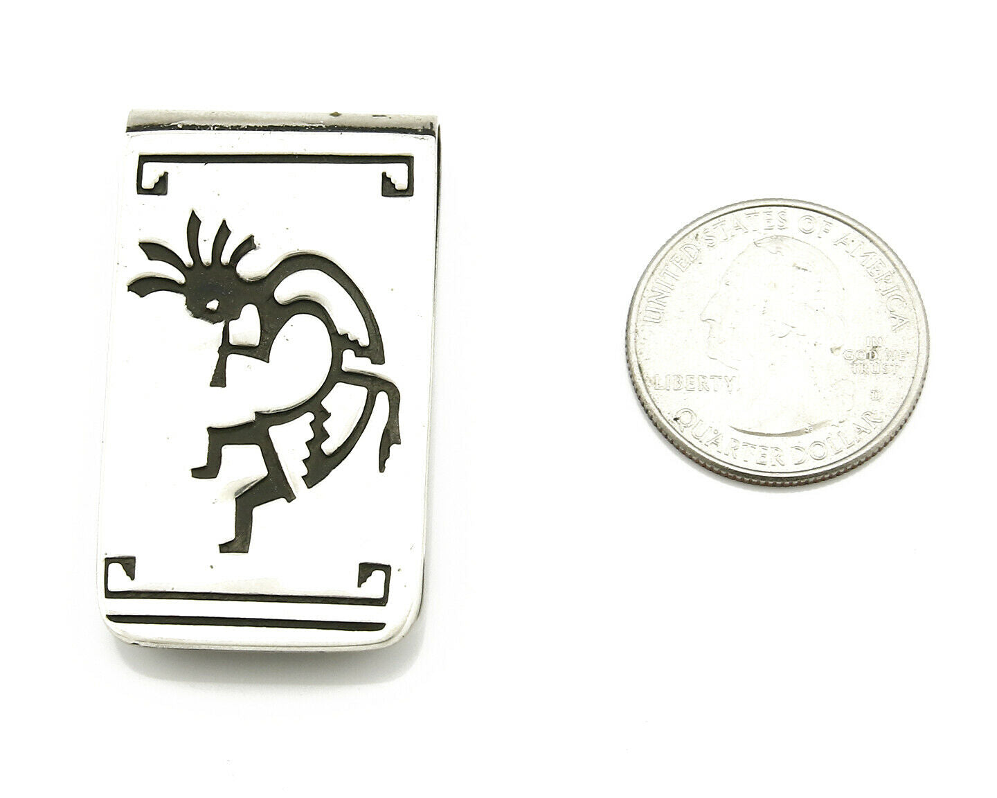 Navajo Money Clip .925 Silver & Nickle Hand Stamped Artist Native C.80's-90's