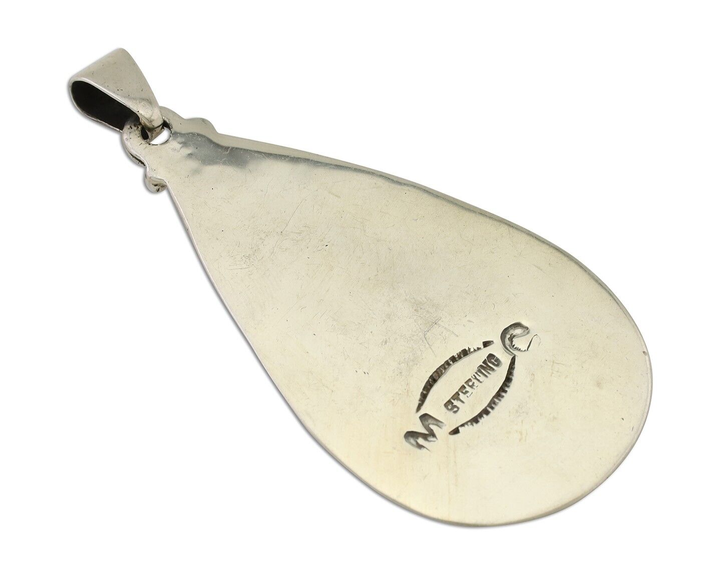 Navajo Pendant 925 Silver Blue Turquoise Artist Signed MC C.80's