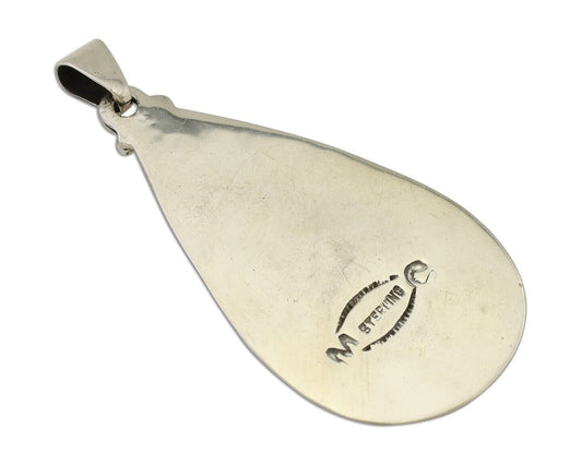 Navajo Pendant 925 Silver Blue Turquoise Artist Signed MC C.80's