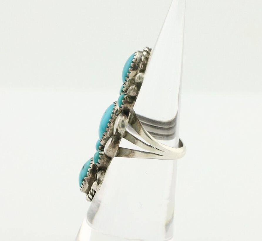 Navajo Ring 925 Silver Blue Turquoise Artist Signed M Charlie C.80's