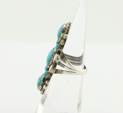 Navajo Ring 925 Silver Blue Turquoise Artist Signed M Charlie C.80's