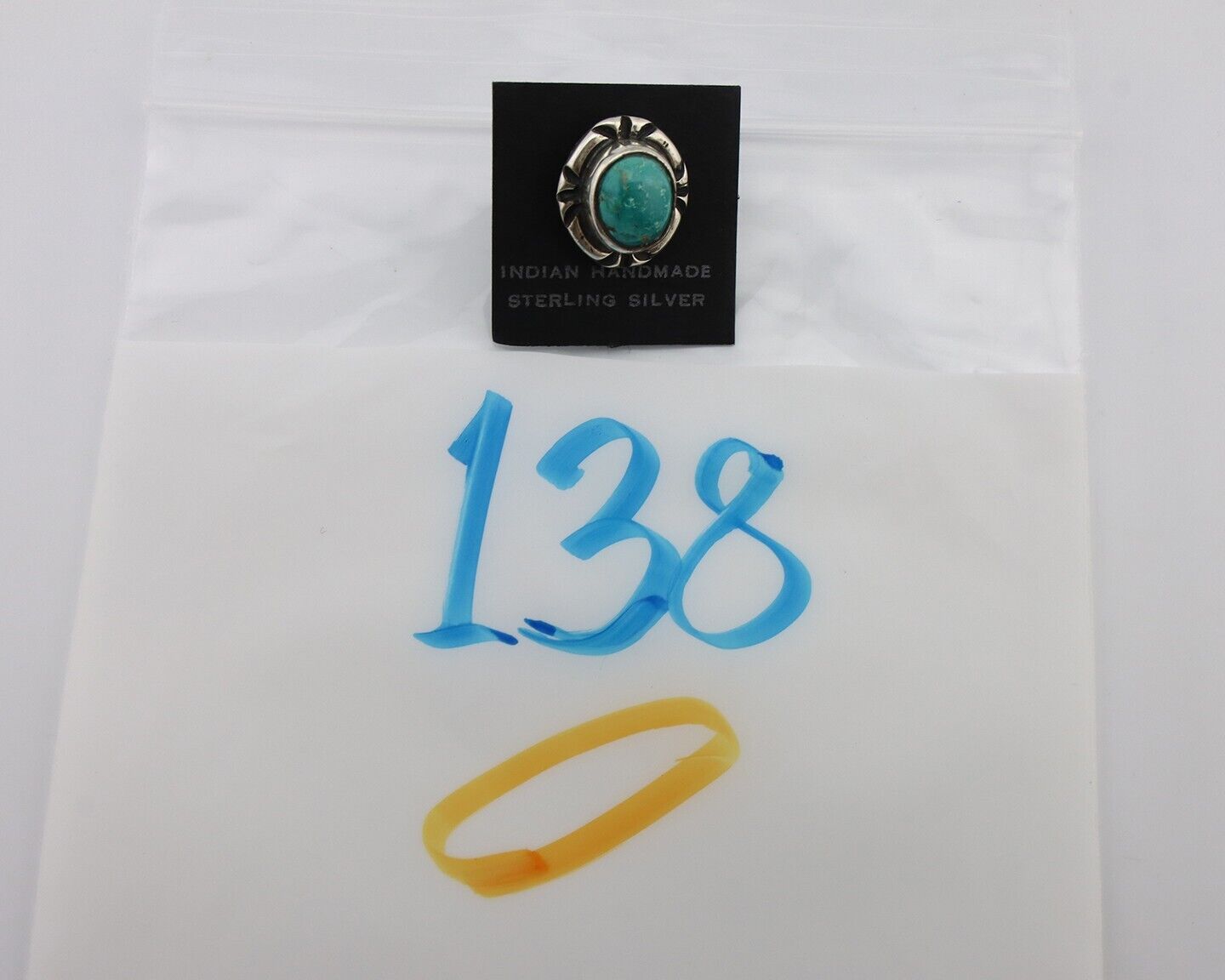 Navajo Tie Tack 925 Silver Natural Mined Turquoise Native American Artist C.80's