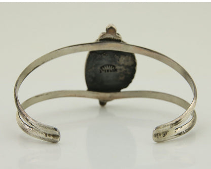 Navajo Hand Stamped Cuff Bracelet Turquoise 925 Silver Signed Sunrise C.80's