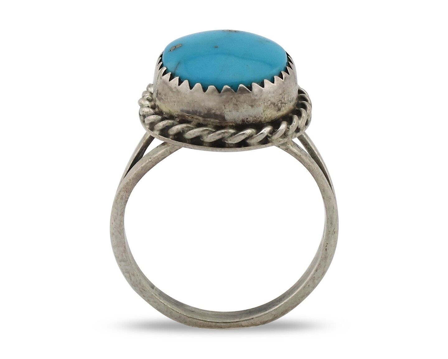 Navajo Ring 925 Silver Blue Turquoise Native American Artist C.80's