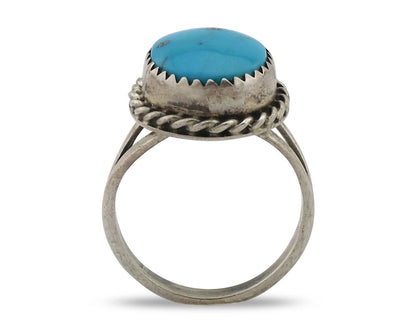 Navajo Ring 925 Silver Blue Turquoise Native American Artist C.80's
