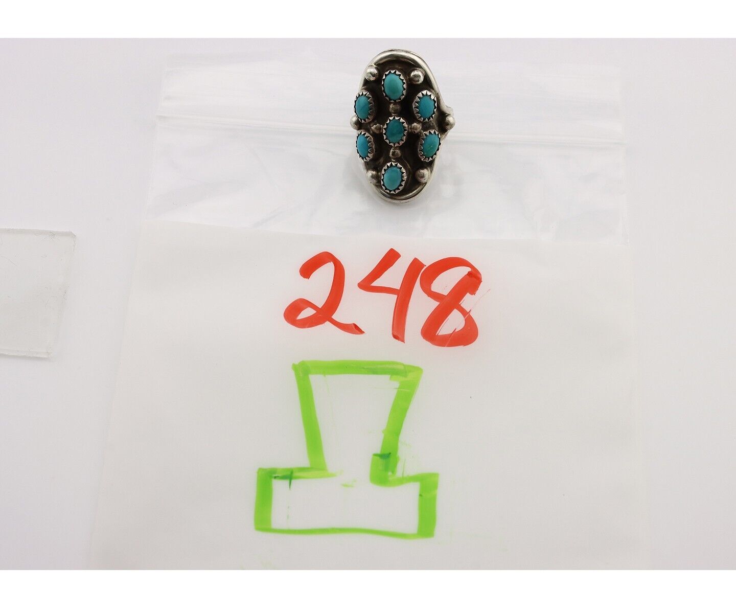 Navajo Ring .925 Silver Natural Blue Turquoise Signed L Henderson C.80's