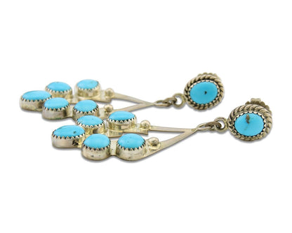 Navajo Earrings 925 Silver Dangle Natural Blue Turquoise Native Artist C.80's