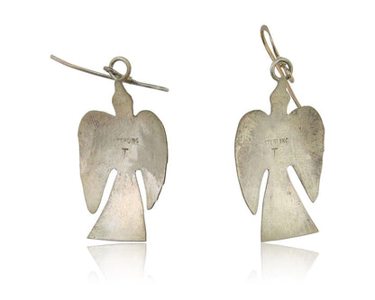 Navajo Thunderbird Earrings 925 Silver Natural Turquoise Native Artist C.80's