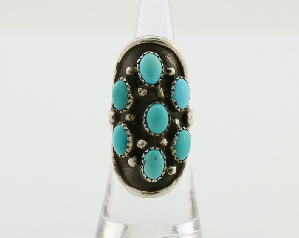 Navajo Handmade Ring 925 Silver Kingman Turquoise Artist Signed HL C.80's