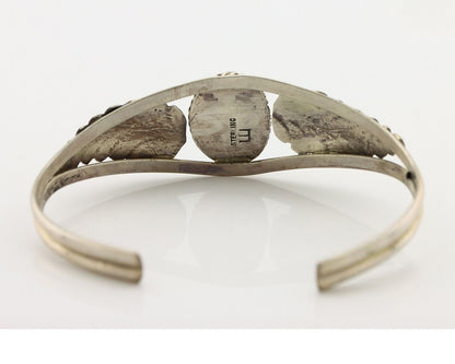 Navajo Handmade Bracelet 925 Silver Natural Blue Turquoise Artist Signed E C.80s