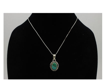 Navajo Necklace 925 Silver Arizona Turquoise Handmade Signed Gecko C.90's