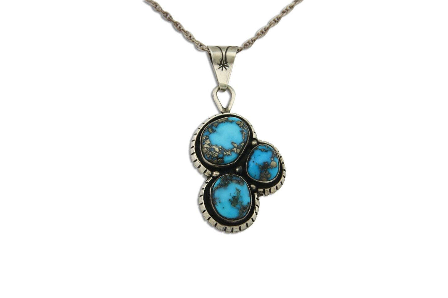Navajo Necklace 925 Silver Morenci Turquoise Artist Signed Tony Guerro C.80's