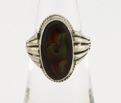 Navajo Handmade Ring 925 Silver Natural High Grade Fire Opal Native Artist C.80s