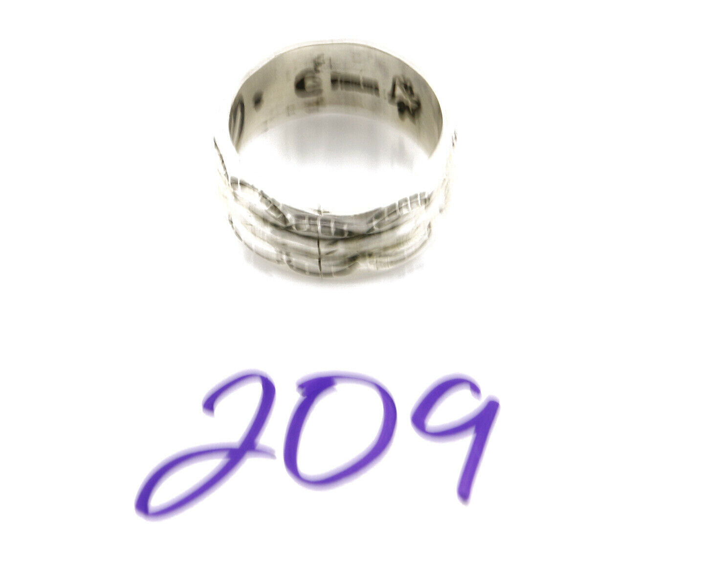 Navajo Ring .925 Silver Handmade Hand Stamped 3 Row Rope Band C.1980's