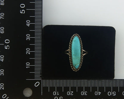 Navajo Ring 925 Sterling Natural Turquoise Native Artist C.80's Size 5.5