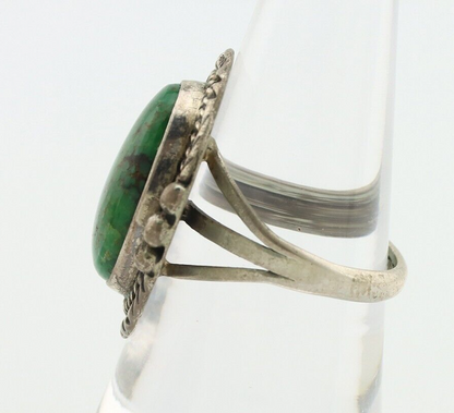 Navajo Ring 925 Silver Green Turquoise Artist Signed William Denetdale C.80's