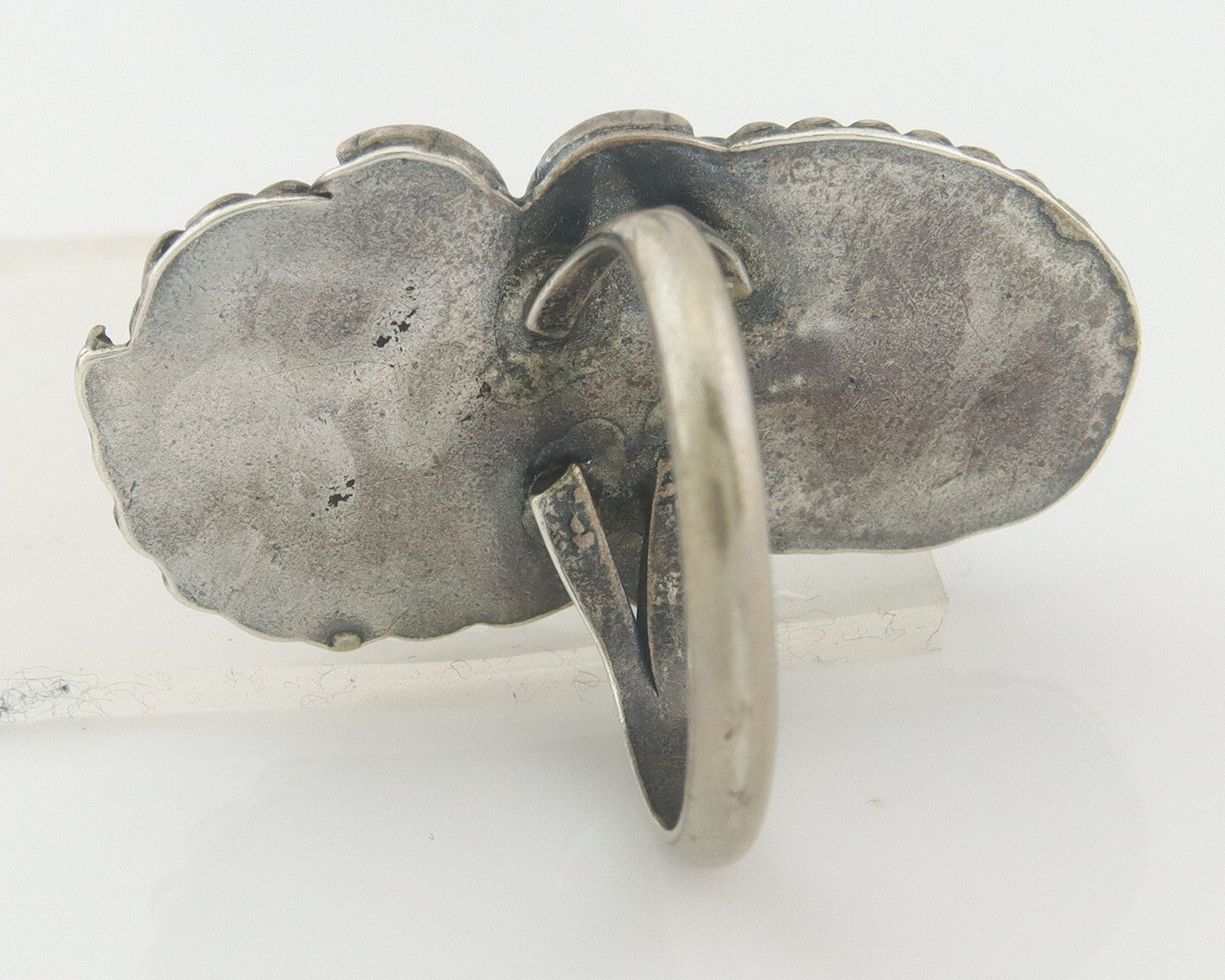 Navajo Ring 925 Sterling Natural Coral & Turquoise Native Artist C.80's Size 7.5