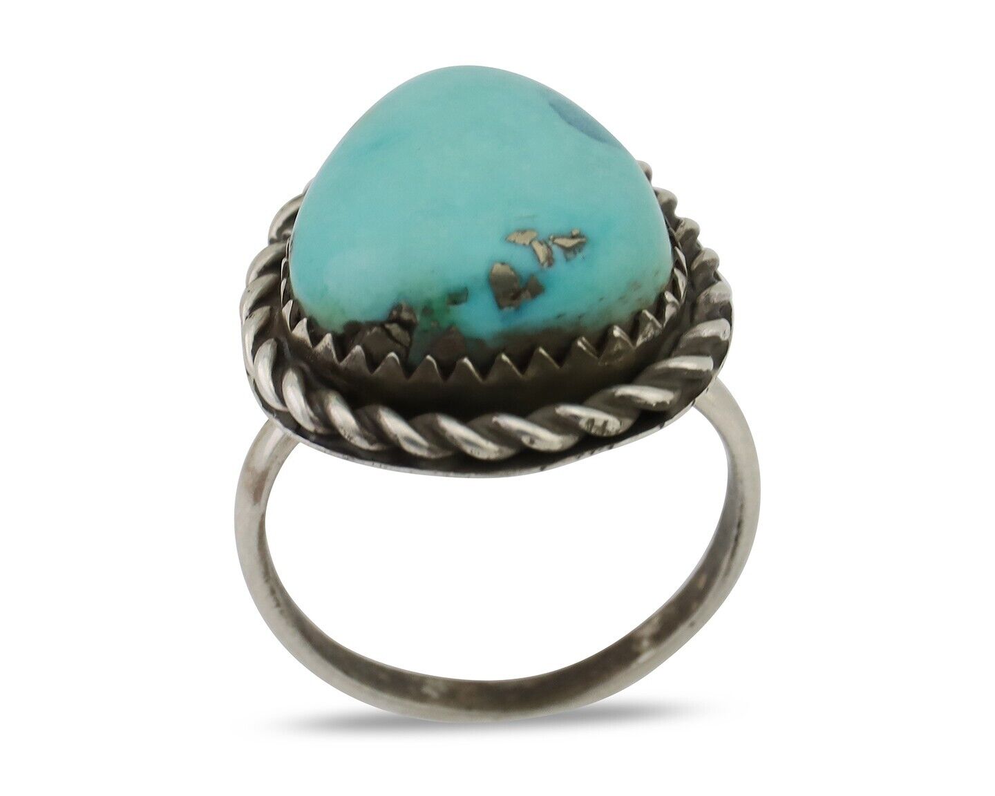 Navajo Ring 925 Silver Natural Turquoise Native American Artist C.80's