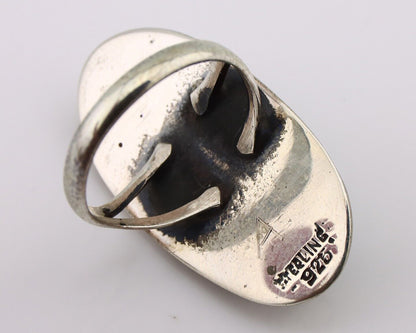 Navajo Ring 925 Silver Kingman Turquoise Native American Artist C.80's
