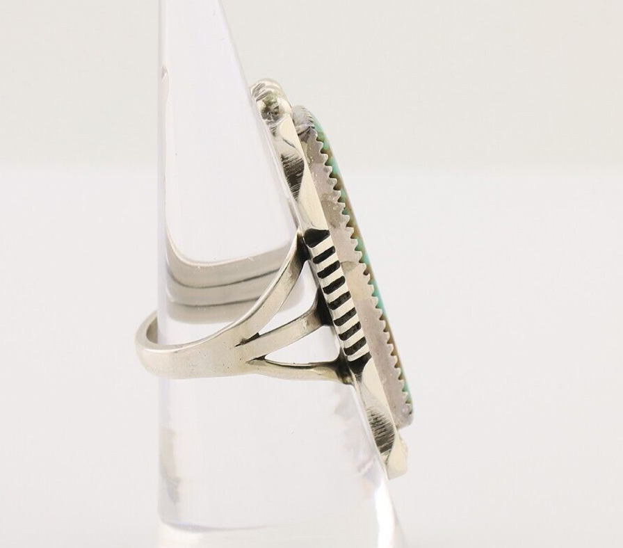 Navajo Hamdmade Ring 925 Silver Kingman Turquoise Artist Signed B C.80's