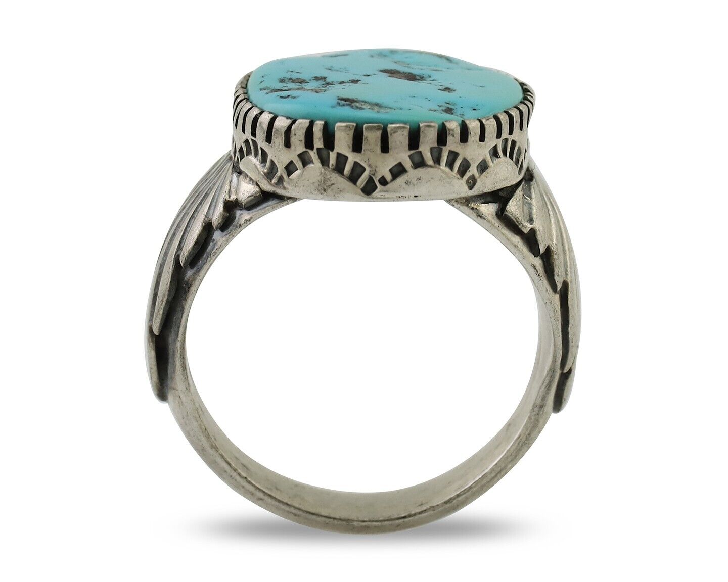 Navajo Ring 925 Silver Blue Sleeping Beauty Turquoise Artist Signed DK C.80's
