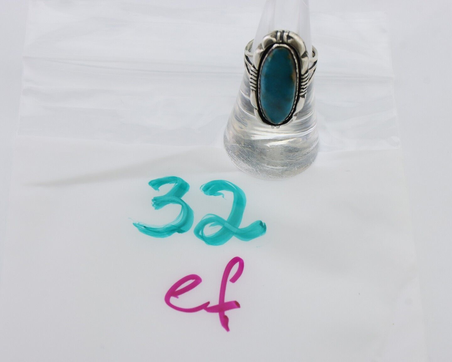 Navajo Ring 925 Silver Natural Turquoise Signed L Yazzie Size 6.25 C.80's