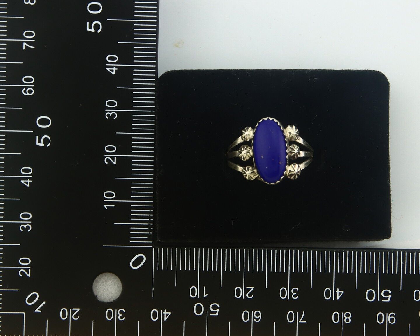Navajo Ring 925 Sterling Natural Lapis Handmade Native Artist C.80's