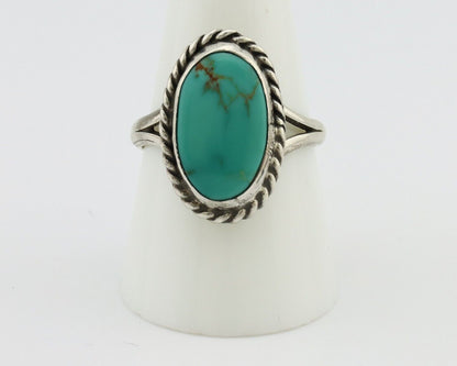 Navajo Ring 925 Silver Kingman Turquoise Native American Artist C.80's
