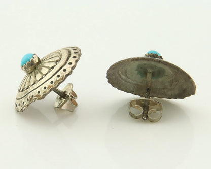 Navajo Concho Earrings Sterling Silver Handmande Vintage Hand Stamped Native Art