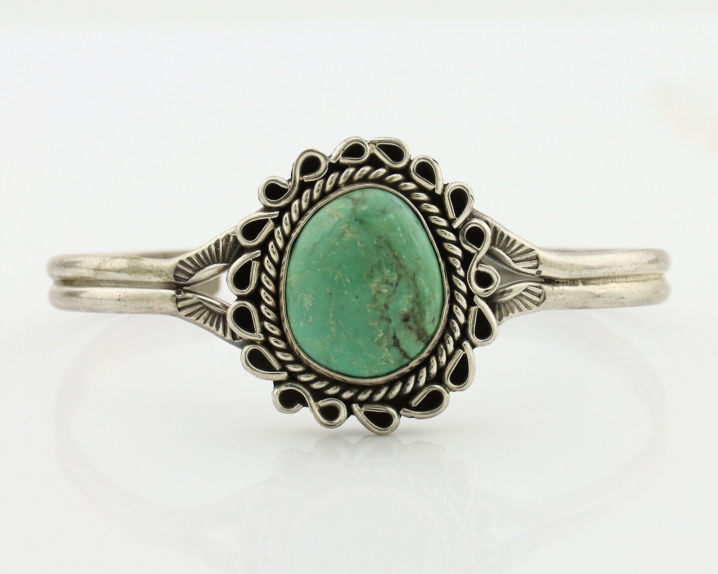 Navajo Bracelet 925 Silver Natural Turquoise Artist Signed L Platero C.80's