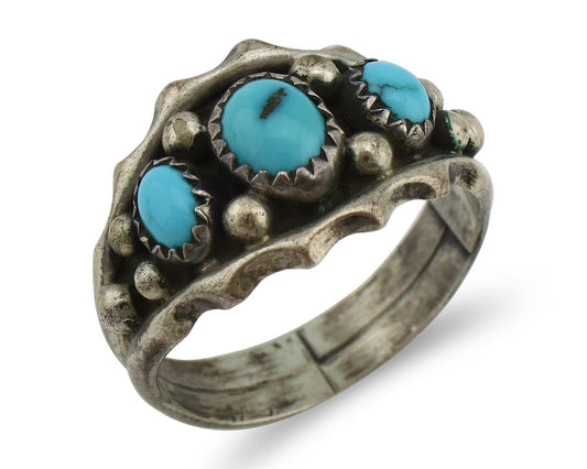Navajo Ring 925 Silver Blue Turquoise Artist Signed SkyStone Creations C.80's