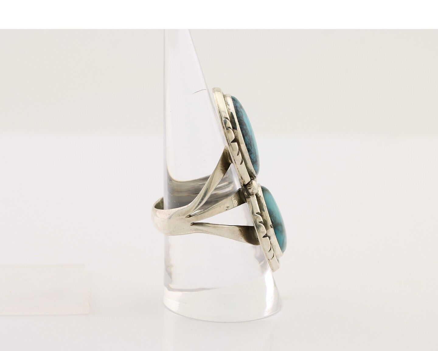 Navajo Handmade Ring 925 Silver Natural Tuquoise Artist Signed RD C.80's
