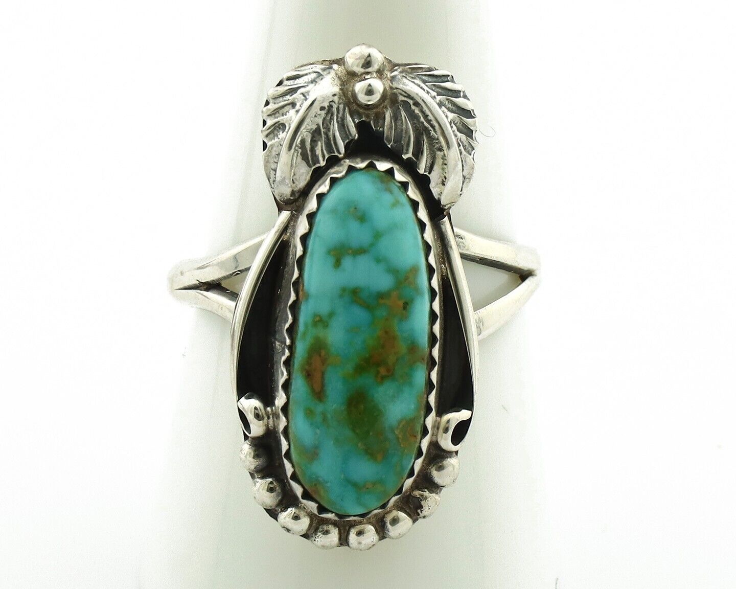 Navajo Ring .925 Silver Natural Mined Royston Turquoise Artist Signed SN C.80's