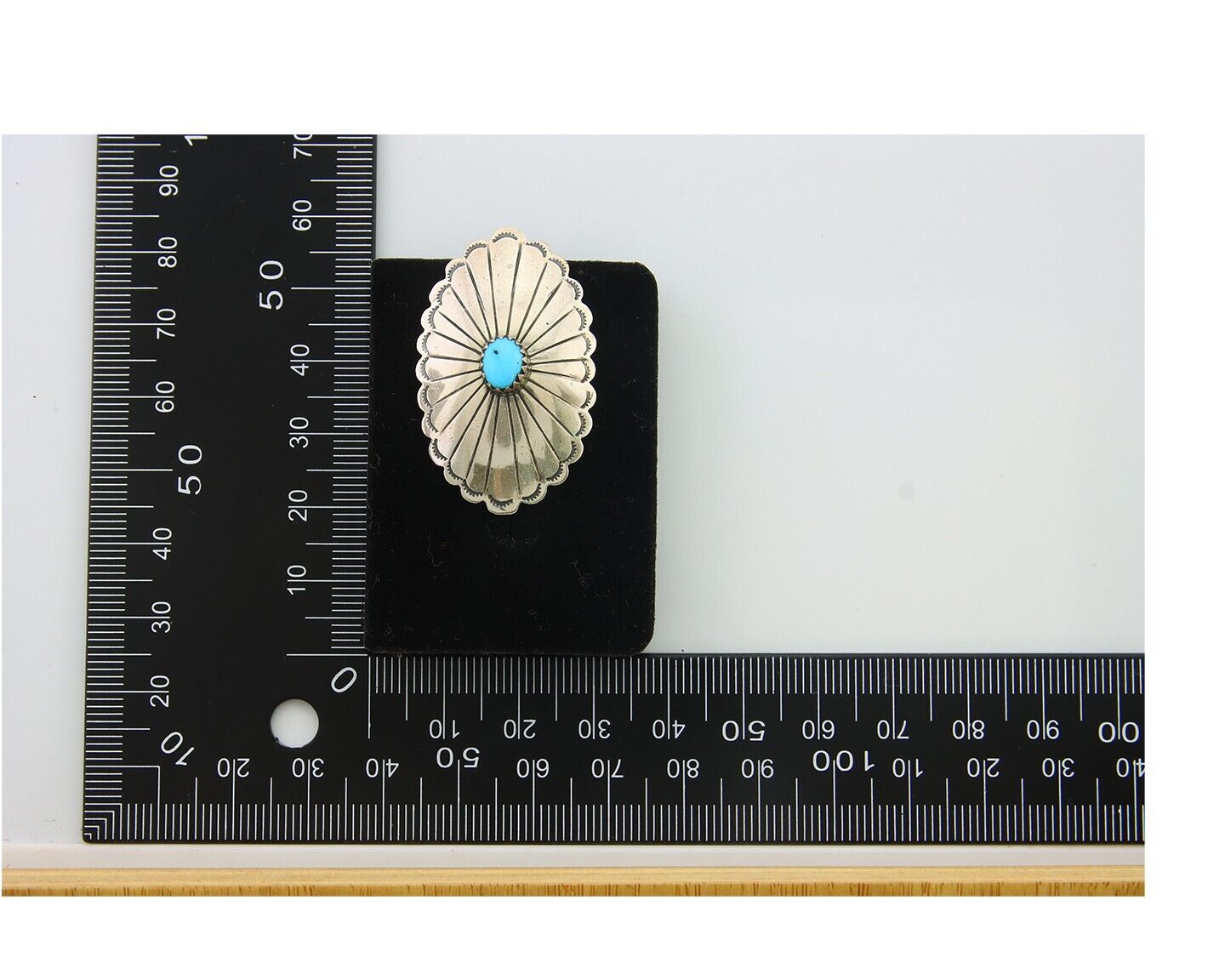 Navajo Earrings 925 Silver Natural Turquoise Artist Signed Running Bear C80s