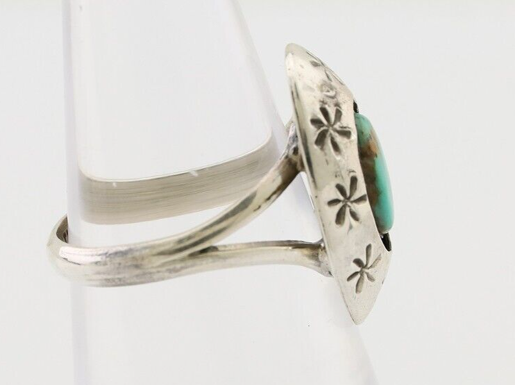 Navajo Ring 925 Silver Kingman Turquoise Native American Artist C.80's