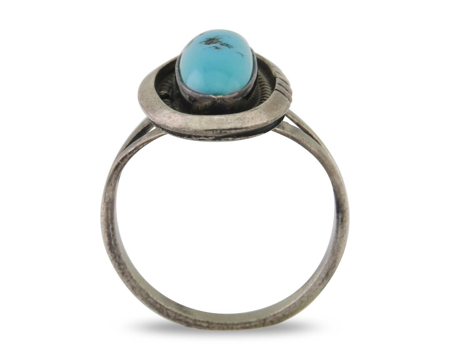 Navajo Ring 925 Silver Sleeping Beauty Turquoise Native American Artist C.80's