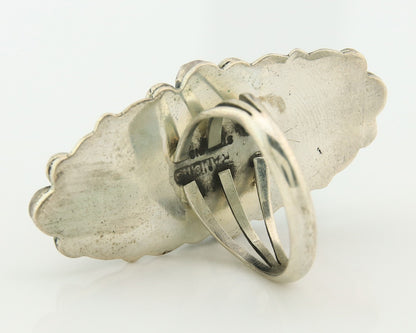 Navajo Tiwa Ring Sterling Silver Gemstone Vintage Signed Francis Size 8.25