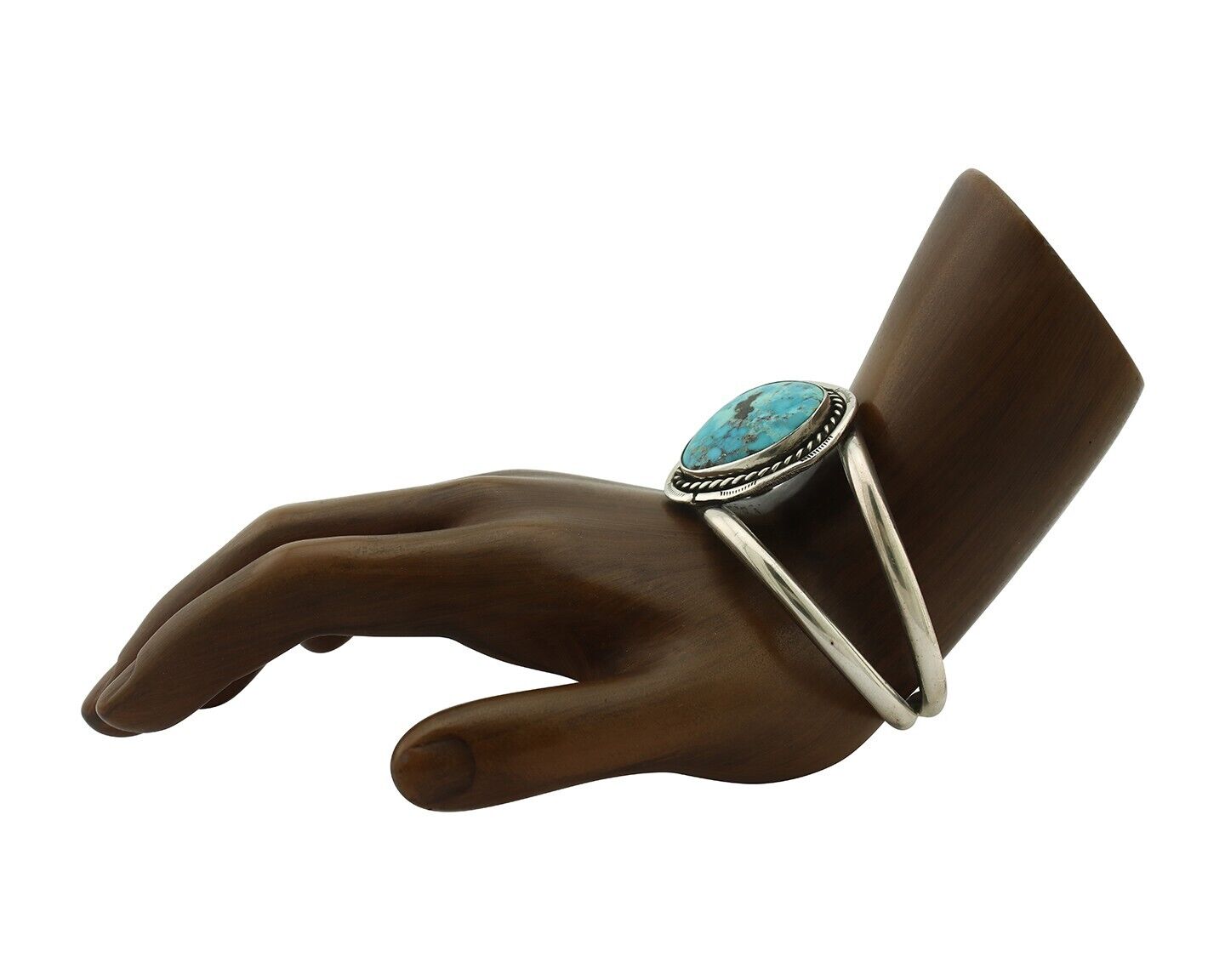 Navajo Bracelet 925 Silver Fox Mine Turquoise Native American Artist C.80's