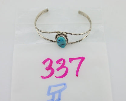 Navajo Bracelet 925 Silver Sleeping Beauty Turquoise Signed Robert Vandover C80s