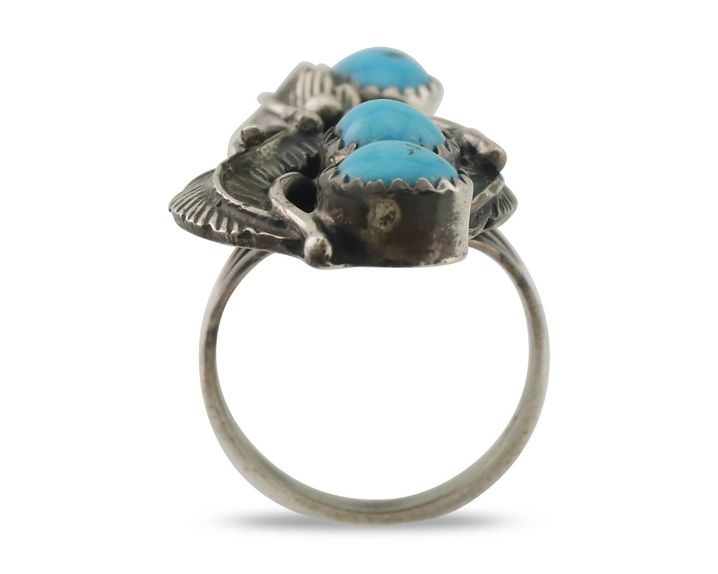 Navajo Ring 925 Silver Sleeping Beauty Turquoise Native American Artist C.80's