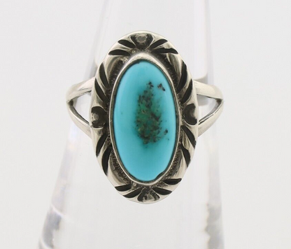 Navajo Ring 925 Silver Sleeping Beauty Turquoise Artist Signed SC C.80's